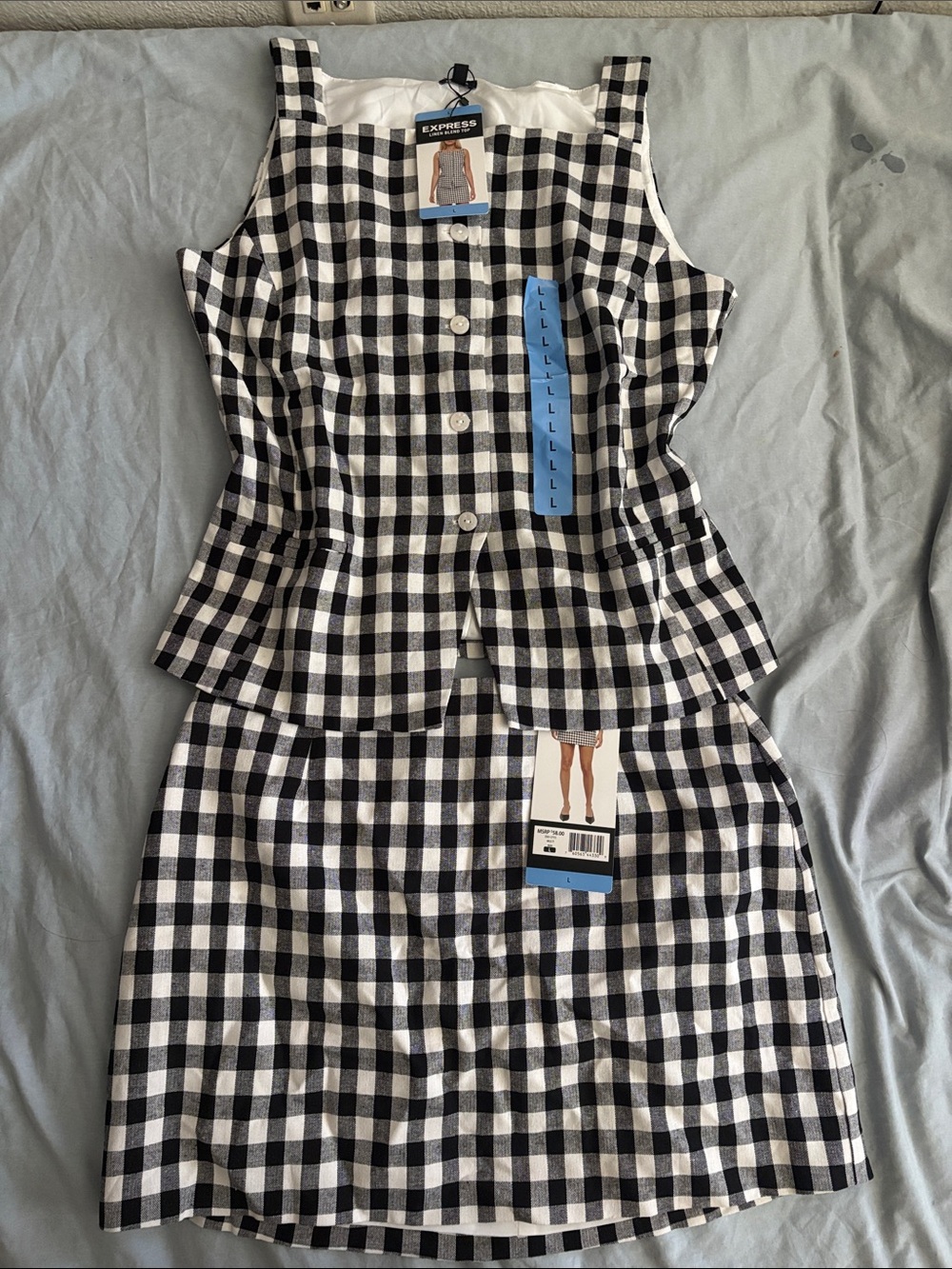 Express Black and White Gingham Two-Piece Set